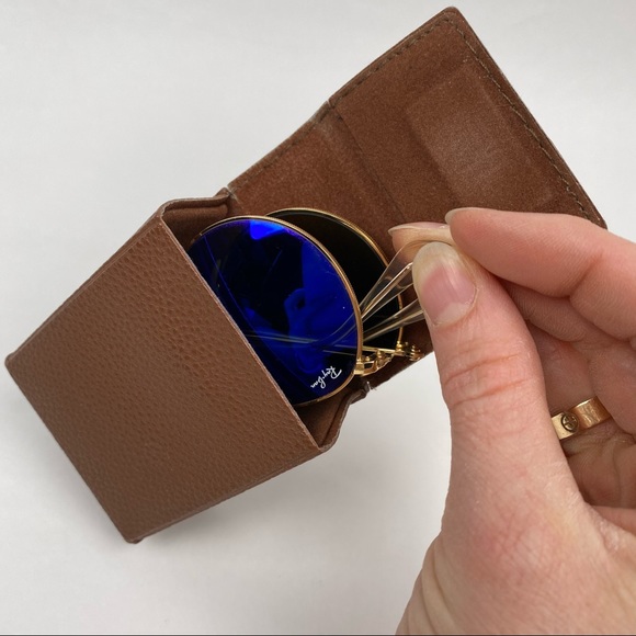 RayBan Blue Mirror Lens Gold Wire Folding Frames - Picture 13 of 16